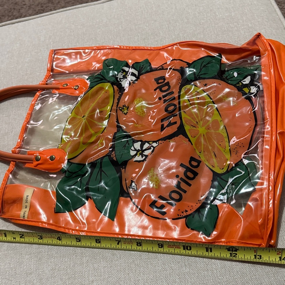 Vntg Florida Tourist Bag-Clear/Orange/Citrus Double Sided Logo-Hand Carry Strap - Picture 9 of 13